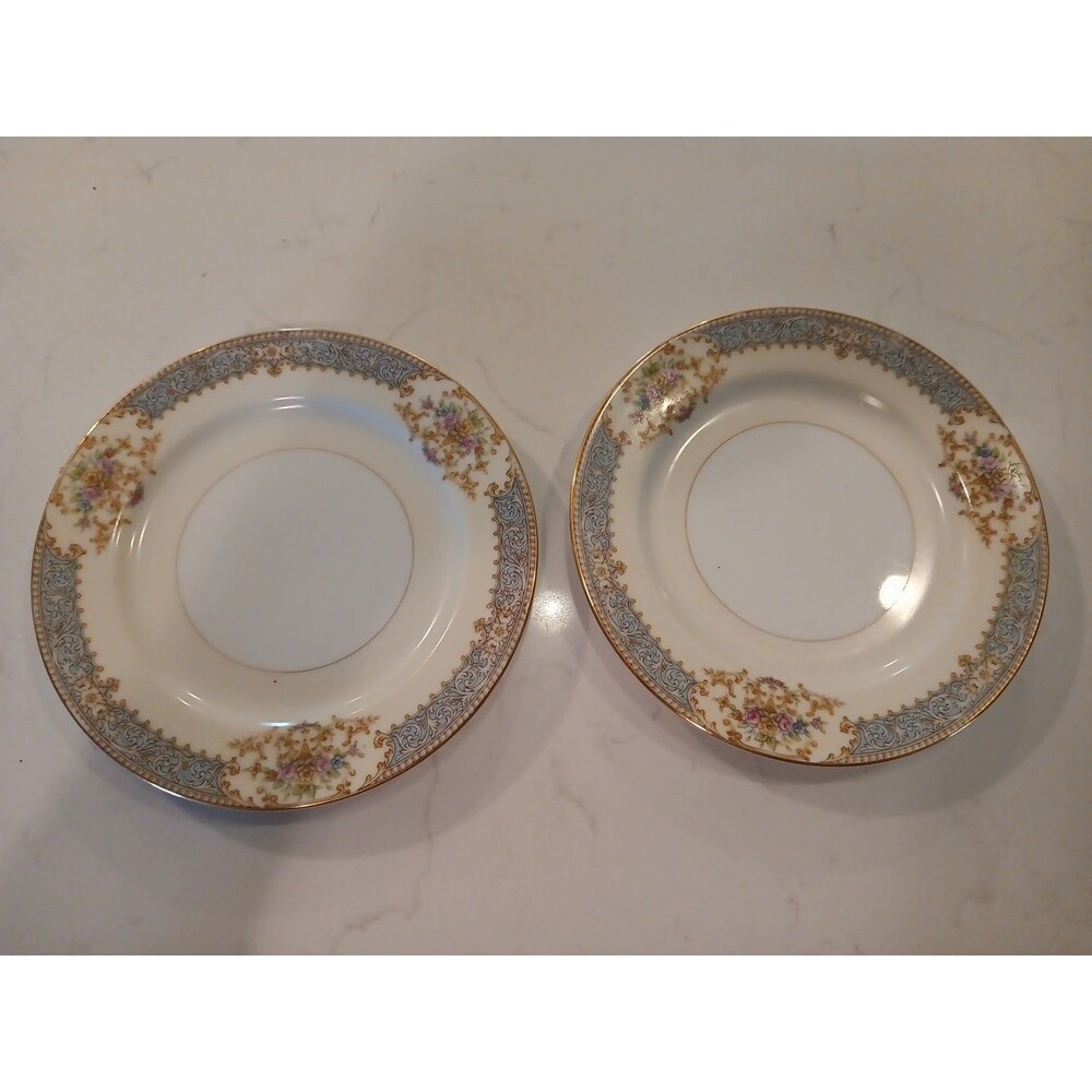 2pcs Rose China Occupied Japan Pink Rose Gold Trim Dessert/Bread & Butter Plates
